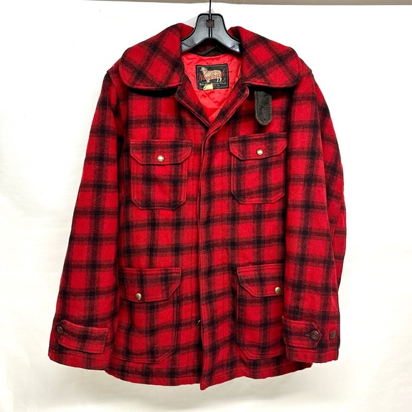 Vtg 60s Woolrich Buffalo Plaid Wool Mackinaw jacket 36 - Picture 1 of 15